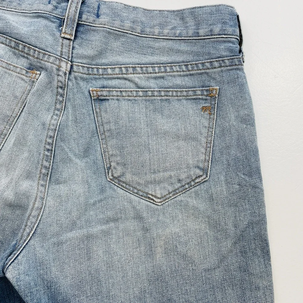 Madewell Women Denim Short Size 25 Relaxed Mid-Length Blue‎ Raw Hem High Rise
